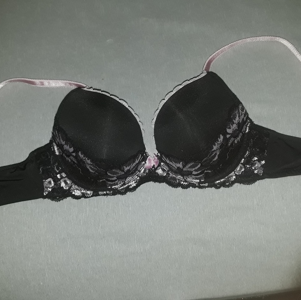 Pink and Black lace Bra